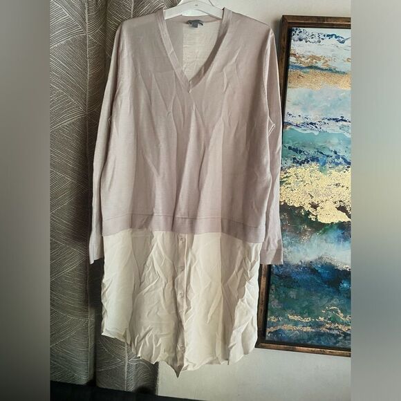 COS Sweater Dress Womens Size Small Beige Wool Silk  Pullover Buttons - Picture 4 of 14